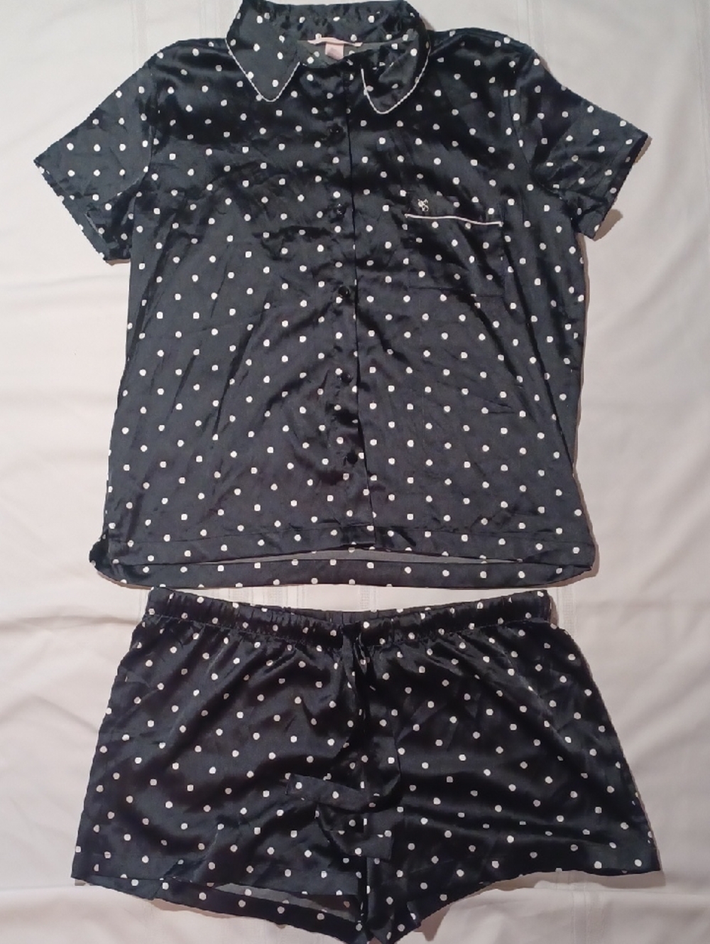 NWOT Victoria's Secret Black and White Polka Dot Short Pajama Set